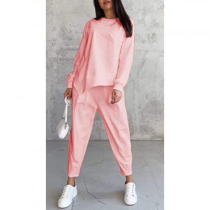 Maria- Conjunto de sudadera de manga larga con bajo irregular y pantalones para mujer
