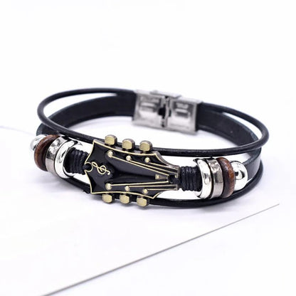 Rodrigo - Pulsera de cuero con diseño de guitarra