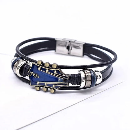 Rodrigo - Pulsera de cuero con diseño de guitarra
