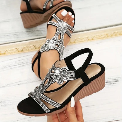 Cruz - Elegantes sandalias ortopédicas compensadas para mujer