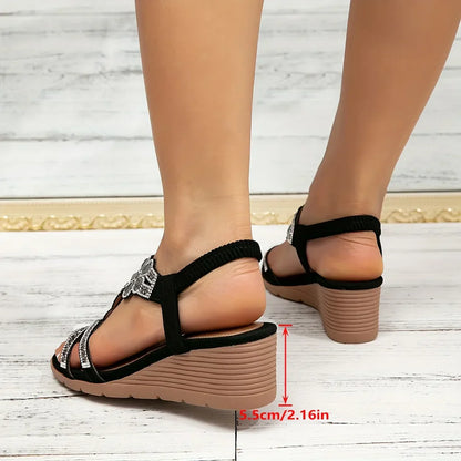 Cruz - Elegantes sandalias ortopédicas compensadas para mujer