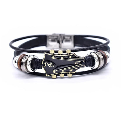 Rodrigo - Pulsera de cuero con diseño de guitarra