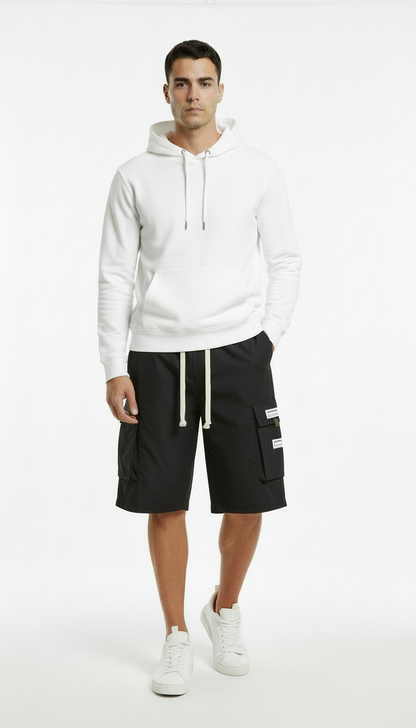 Alex- Pantalones cargo capri informales para hombre con cordón ajustable.