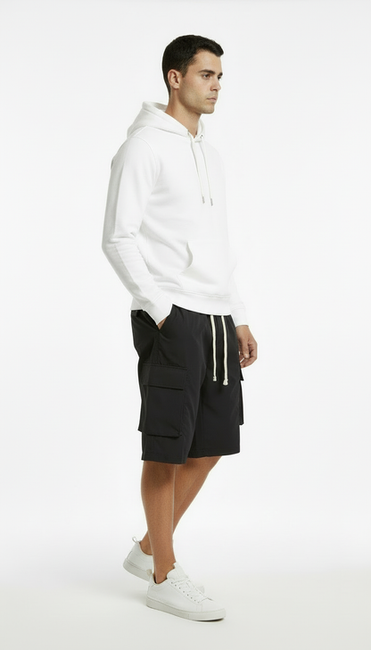 Alex- Pantalones cargo capri informales para hombre con cordón ajustable.
