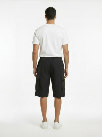 Alex- Pantalones cargo capri informales para hombre con cordón ajustable.