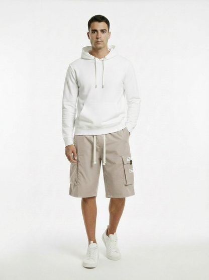 Alex- Pantalones cargo capri informales para hombre con cordón ajustable.