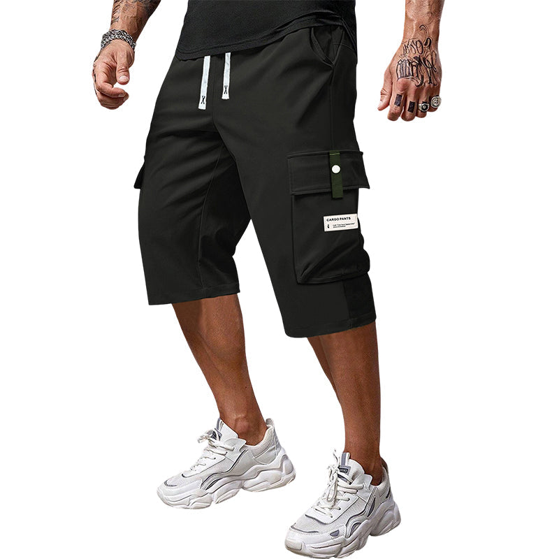Alex- Pantalones cargo capri informales para hombre con cordón ajustable.