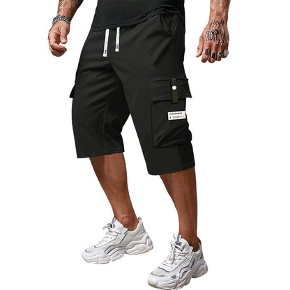 Alex- Pantalones cargo capri informales para hombre con cordón ajustable.